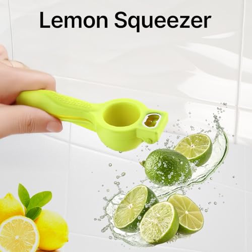Image of Lemon Squeezer & Citrus Juicer with with Attached Bottle Opener, Manual Hand Press for Fresh Lemon, Lime, Orange Juices, Easy Squeeze, Easy Clean, 2-in 1 Lime Squeezer (Yellow)