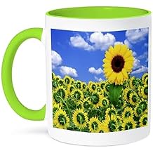 3dRose 1 Sunflower Rebels 11oz Two-Tone Green Mug