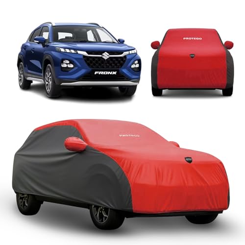 Image of PROTEGO Prime Series India's 1st Anti-Tear Car Cover for Maruti Suzuki Fronx | Heavy-Duty, Custom Fit, All Weather | 100% Waterproof, Windproof & Hail Resistant | 2-Year Warranty | Red + Black