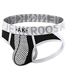 Arjen Kroos Jockstrap Homme Sportif sous-vêtements Respirant Maille de String Athlétique Underwear avec Large Ceinture, L