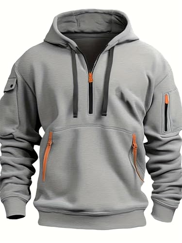 Sweat à capuche épaules tombantes coupe droite confort absolu gris taille XXL