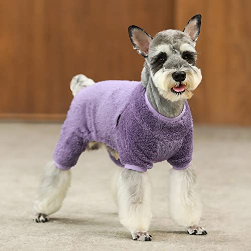 Fitwarm Dog Fuzzy Velvet Pajamas, Dog Winter Clothes For Small Dogs Girl, Pet Jumpsuit, Cat Apparel, Purple, Small #TOP1