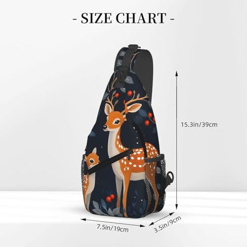 Bolso bandolera tipo sling unisex con estampado ciervo miniatura 3
