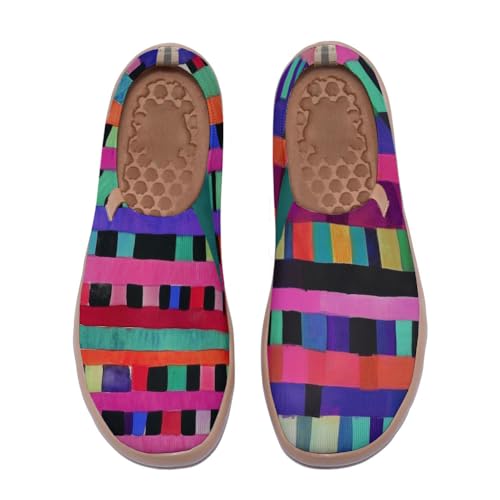 Streetsavour Women's Colorful Pattern Slip On Loafers Ultra Lightweight Comfortable Walking Sneakers Artistic Breathable Summer Ready Shoes