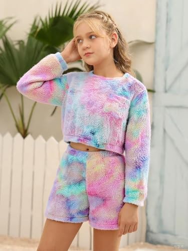 Image of Mafulus Girls Pants Sets Two Pieces Kids Comfy Lightweight Long Sleeve Fleece Sets with Pockets