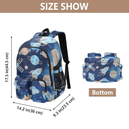 Mochilas de viaje azules con planeta de 17.5 pulgadas para estudiantes y negocios 3