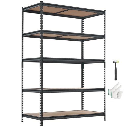 Image of VEVOR Storage Shelves, 5-Tier Adjustable, 3000 lbs Capacity Heavy Duty | Storage Shelving Unit, Metal Utility Rack Shelf, Ideal for Garage Workshop Warehouse Basement, 48.35 inch W x 24.37 inch D x 71.38 inch H