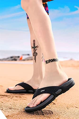Acupressure Reflexology age Flip Flop With Arch Support For Flat Feet And Plantar Fasciitis, Foot Acupoint age Slippers Outdoor Summer Beach l (Color : Black, Size : 6.5 UK)4