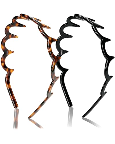 Sizobi Zig Zag Headbands for Women, Non-Slip Wavy Comb Headbands with Teeth