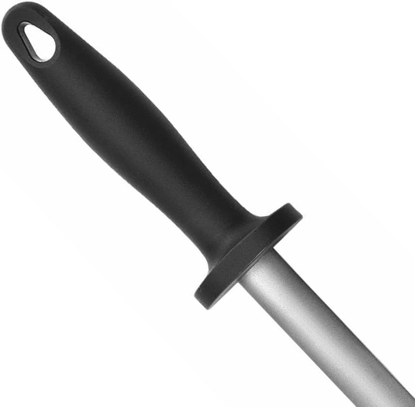 TrueCraftware- 12" Oval Diamond Steel Sharpener 20mm with Black Handle- Knife Sharpener Rod Sharpening Rod Kitchen Knives Sharpener for Home Kitchen Restaurant Hunting