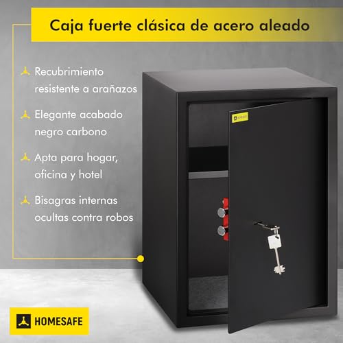 Miniatura 4 de Homesafe Hv50k Caja Fuerte Metálica Con Llave - 50x35x35cm Hxaxp , Para Seguridad En El Hogar, Almacenaje, Dinero En Efectivo, Joyas, Ahorros, Documentos De Oficina