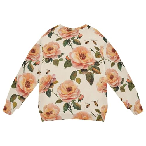 JUNZAN Art Rose Beige Kids Boys Sweatshirt Hoodie Fleece Tops Clothing Shirts Party 4T2