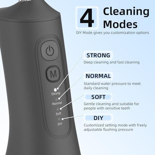 Leistungsstarke Munddusche Elektrischer Zahnreiniger 4 Modi & 4 Düsen Kabellose Munddusche IPX7 Wasserdicht