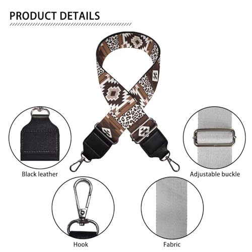Image of Coldinair Native Aztec Purse Straps Replacement Wide Crossbody Shoulder Strap,Geometric Guitar Strap for Purse, Purse Making Supplies