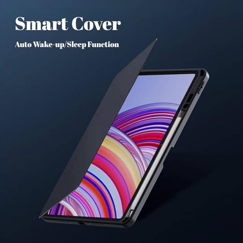 NESLIN Hybrid Case Compatible with Redmi Pad Pro 12.1" 2024, Clear Acrylic Multi-Angle Hard PC Case With Pen Holder Protective Stand Cover for Xiaomi Poco Pad