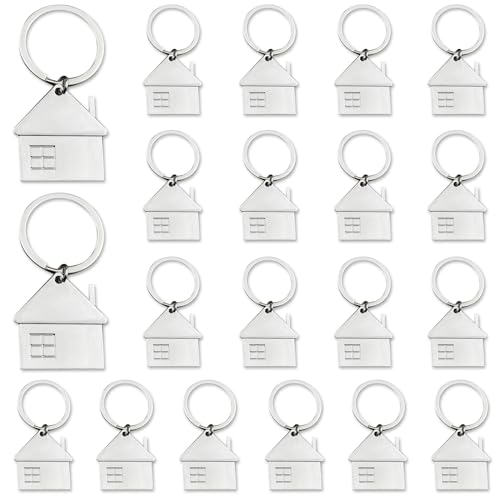 iMagitek 20 Pcs House Shaped Pendant Keychains Keyings Home Keychain