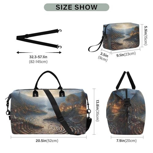 Large Travel Duffel Bag, Night Painting Sports Tote Gym Bag, Shoulder Weekender Overnight Bag for Women Men, Carry On Luggage with Toiletry Bags3