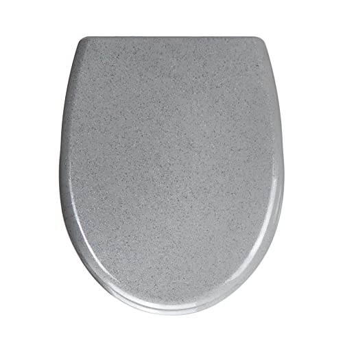 Fanmitrk Duroplast Toilet Seat Soft Close -Grey Color,Quick Release Toilet Lid with Top Fixing,Shining Effect(UF01-10X)