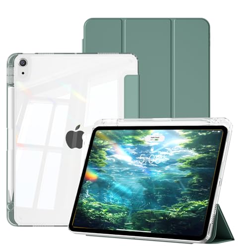 Coque iPad Air 10.9 et 11 M3 transparente verte pour éviter les rayures et ranger le stylet