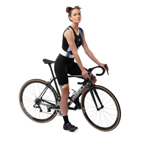 SIROKO - Fahrrad-Trägerhose für Damen BX Jungle - M - Schwarz/Weiß/Grün