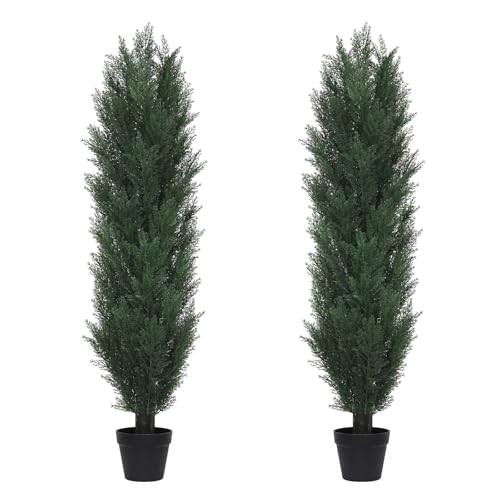 THE BLOOM TIMES 5ft Topiary Trees Artificial Outdoor Set of 