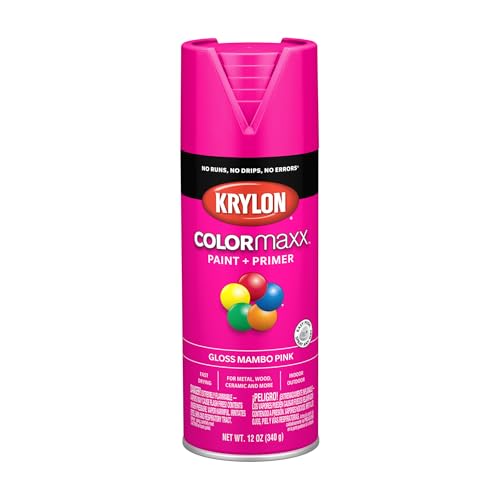 Krylon K05528007 COLORmaxx Spray Paint and Primer for Indoor/Outdoor Use, Gloss Mambo Pink, 12 Ounce (Pack of 1)
