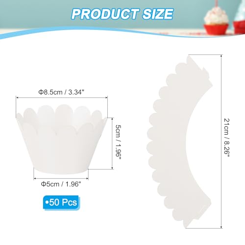 PATIKIL Cupcake Wrappers Paper, 50 Pack Baking Cups Standard Wave Decoration for Anniversary Birthday Weddings Parties, White by PATIKIL - Used condition - Image 2