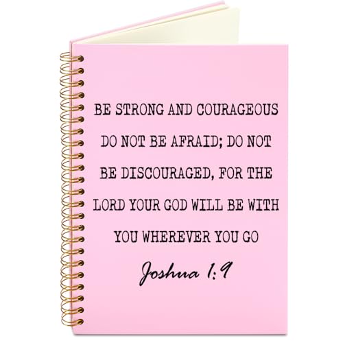 FOKCBOCM Inspirational Bible Verse Notebook, Christian Scripture Journal for Women & Men, Joshua 1:9 Christian Gifts, Encouraging Faith-Based Gifts for Friends Coworkers Prayer Spiral Notebooks-DFB37
