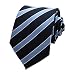 MENDENG New Men's Dark Blue Light Blue Striped Silk Tie Business Wedding Necktie