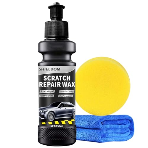 SHIELDOM Scratch Removal Wax for Vehicles, Cars Scuff and Swirl Remover Automobile Paint Scratches Repair Paste, Safe on All Cars, SUVs, Motorcycles & RVs Kit with Polishing Pad & Microfiber Towel 5oz