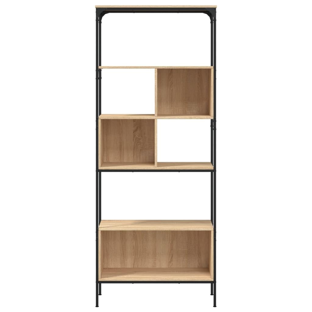 Libreria in rovere Sonoma, 5 ripiani con gambe regolabili, 76 x 33 x 188,5 cm, in legno, per soggiorno, ufficio, cameretta dei bambini, divisorio