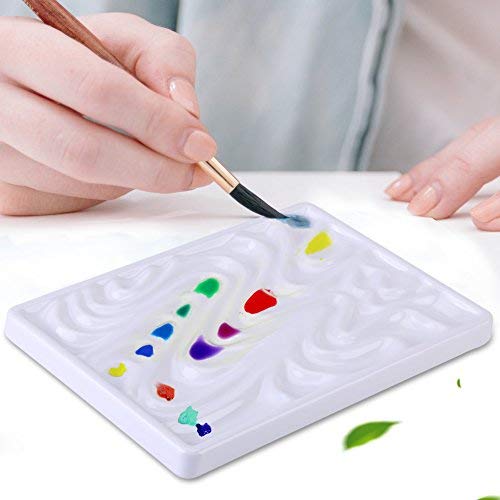 NOBRAND Imitation Artist Ceramic Palette Wavy Design Paint Tray, Watercolour Mixing Palette for Kids, Beginners, Students and Professional Artist
