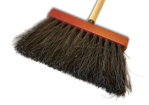 Balai de ménage Piassava Type Mickey | 3 Rangs | Largeur 25 cm | Douille vissante | Manche Bois 1,25 m | Garage et Terrasse | Kibros 2341b