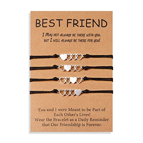 2/3/4/5 Pcs Best Friend Bracelets Friendship Bff Matching Distance Heart Bracelet Birthday Valentines Day Gifts for Women Sisters Daughters Niece Lovers