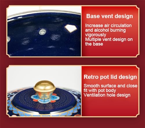 Olla china de cobre para una persona con diseño Cloisonné miniatura 6
