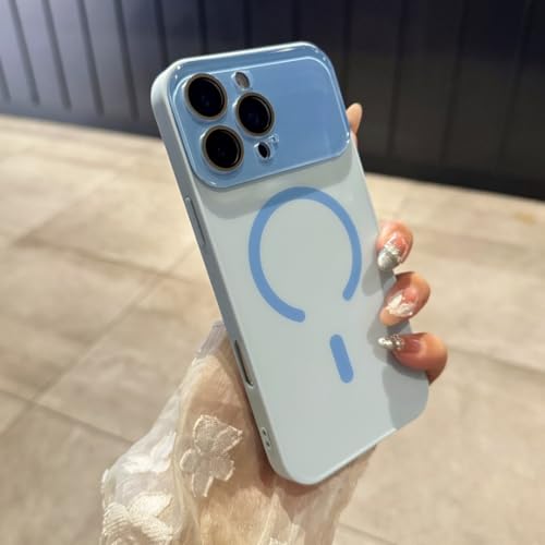 Coque iPhone 16 Pro Max antichoc bleu avec grande fenêtre de protection photo