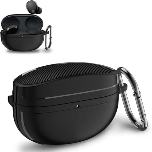 AIYYXX wf-1000xm5 �P�[�X sony wf-1000xm5 �P�[�X �S�ʕی� �ϏՌ� �[�d�Ή� �O��LED�����v�����L�Y�h�~ TPU �J���r�i�t��wf-1000xm5 �P�[�X ���U�[(�u���b�N)