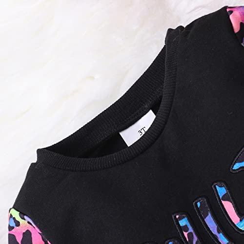 Image of Girls Fall Winter Outfits Cartoon Animal Long Sleeve Crewneck Sweatshirt Top+Sweatpant 2 Piece Clothing Set 3-9T