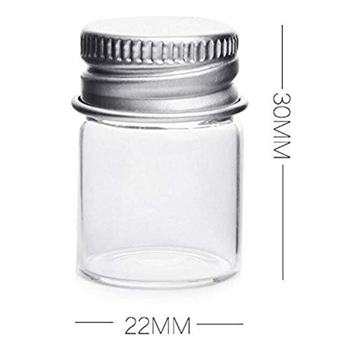 12PCS 5ml/0.17 Glass Bottles with Aluminum Lids Tiny Glass Jars DIY Decoration Vials Candy Bottle Wishing Bottle Message Bottle Sample Pack for Wedding Decor Jewelry Favors Container for Art Crafts