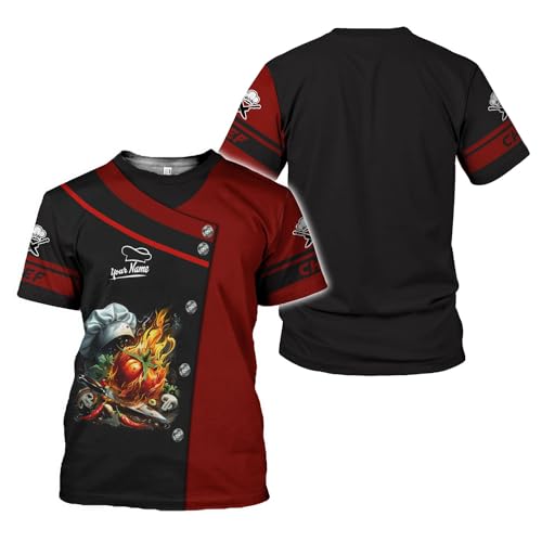 Pretyprints Custom Chef Shirt, Chef Gifts, t Shirt for Chef, Gifts for Chef, Personalized 3D Chef Shirt Gifts for Lover (Polyester Blend, Style 2), Small-5X-Large