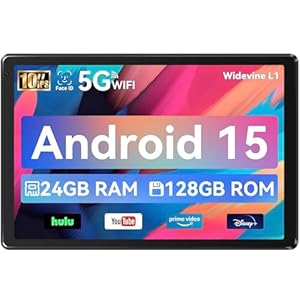 Whitedeer Tablet, Tablet 10 Zoll, Android Tablet mit 24GB RAM 128GB ROM, Octa-Core, HD IPS Touchscreen, 5000mAh Akku, WiFi 6, Bluetooth 5.0, Dual Kamera, Face ID, Google-Zertifiziert, Schwarz