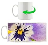  lila Stiefmütterchen, Motivtasse aus weißem Keramik 300ml, Tolle Geschenkidee zu jedem Anlass. Ihr neuer Lieblingsbecher für Kaffe, Tee und Heißgetränke.