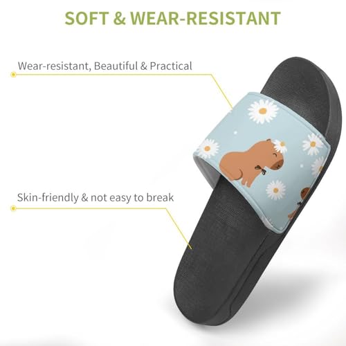 Capybara Cartoons And Daisy Flower PVC Slippers Sandals for Women Men Open Toe Soft Cushioned Non-Slip Sandal for Indoor Outdoor3