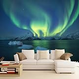 KYEQEB Green Northern Lights Wall Mural 47'' x 32'', Iceland Landscape Peel and Stick Self-Adhesive Wallpaper Removable Large Photo Sticker TV Background Wall Decor for Living Room Bedroom
