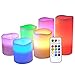 DRomance Flameless Color Changing Candles with Remote and Timer, Real Wax LED Flickering Multi Color Candles for Romantic Decoration(Set of 6, 3 x 3-6 Inches)