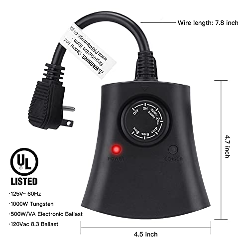 Lights Plug Timer Outdoor, Dusk To Dawn Electrical Timer Switch With Remote, Waterproof 3 Grounded Electrical Outlets For Halloween Christmas Holiday Lights Patio Yard Garden, Ul Listed, 15A 1/2Hp #TOP4