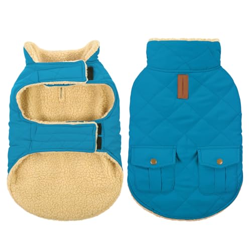 Queenmore Dog Winter Coat manteau puffer chaud imperméable, doublure peluche, XS