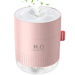 FoPcc 500ml Portable Humidifier, Mini Cool Mist Humidifier with Night Light, USB Personal Humidifier Auto Shut-Off, Ultra-Quiet, 2 Spray Modes, Suitable for Home Baby Bedroom Office Travel (Pink)