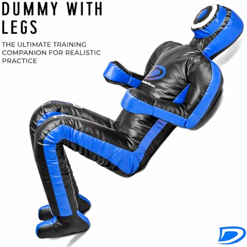 Grappling Dummy Multicolor BJJ, MMA, Wrestling & Judo Training Dummy Durable Punching Bag for Martial Arts & Self Defense Practice 180cm Unfilled (Black/Blue) - Thumbnail 4