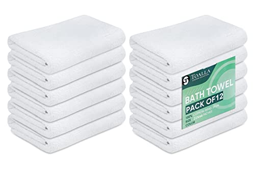 Comparativas de Tazas de baño economicas favoritos de las personas. 32 TOALLA - Paquete de 12 toallas de baño blancas a granel de 22 x 44 pulgadas, toallas de baño económicas para usos comerciales, gimnasio, salón, spa y cabello, toallas de baño...